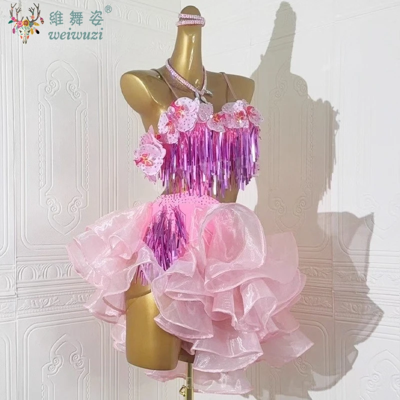 

Латинская танцовщица для взрослых и детей, элитное многослойное сетчатое платье для торта по индивидуальному заказу, танго, самба, AB, платье для соревнований по камню