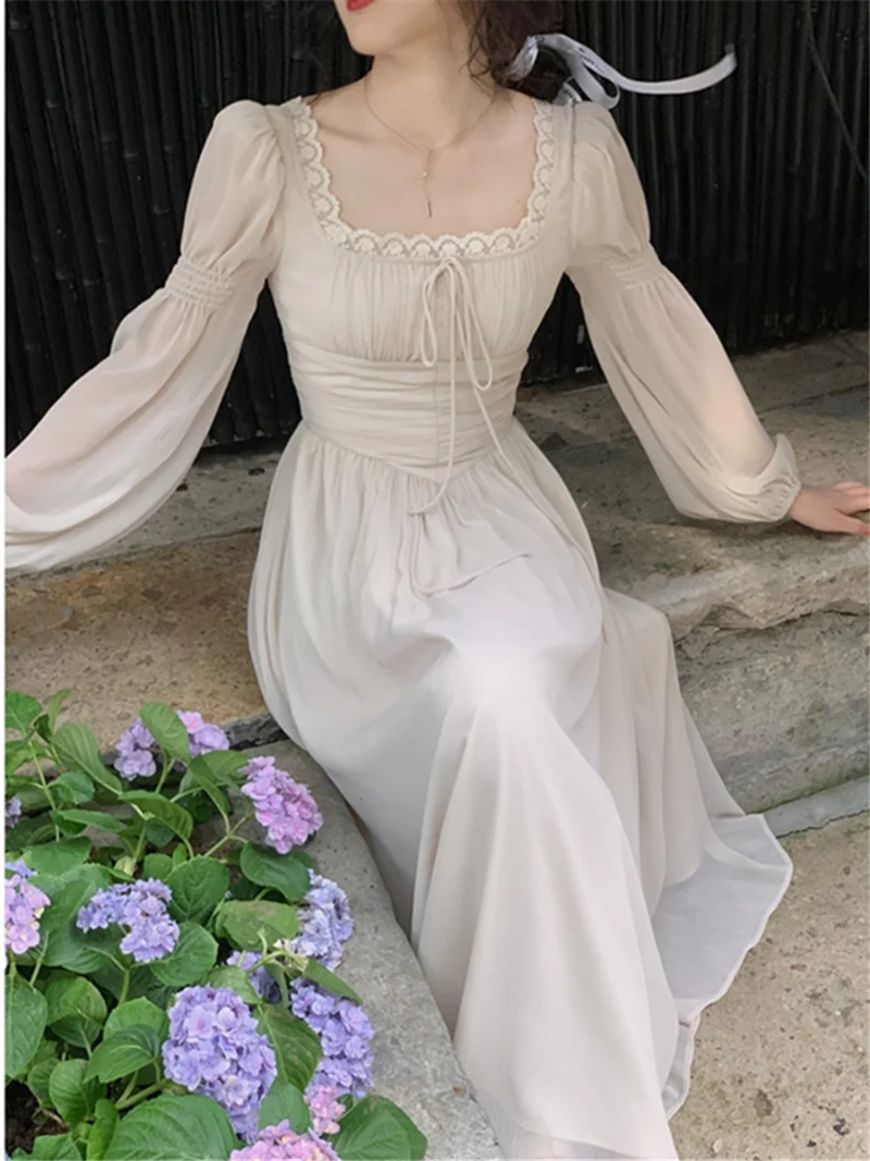 فستان ميدي نسائي جديد صيف 2023 فساتين كلاسيكية جديدة مكشكشة فرنسي رداء سهرة أنيق فساتين نسائية أنيقة