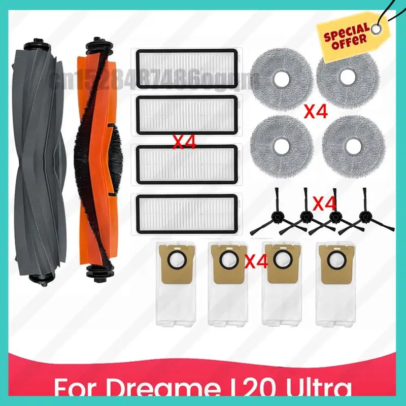 -ABJZ قطع غيار لأجزاء المكنسة الكهربائية Dreame L20 Ultra فرشاة جانبية رئيسية فلتر Hepa ممسحة أكياس غبار من القماش