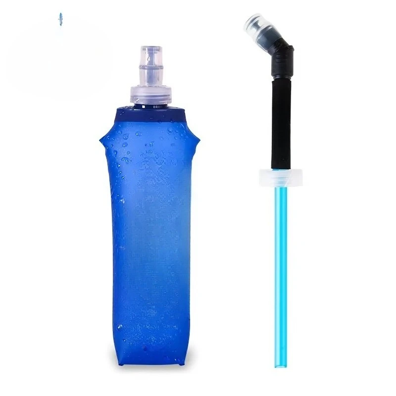 Food Grade Foldable Water Bottle 250ML  Soft Hiking Sports Water Bag Transparent Running Soft Flask