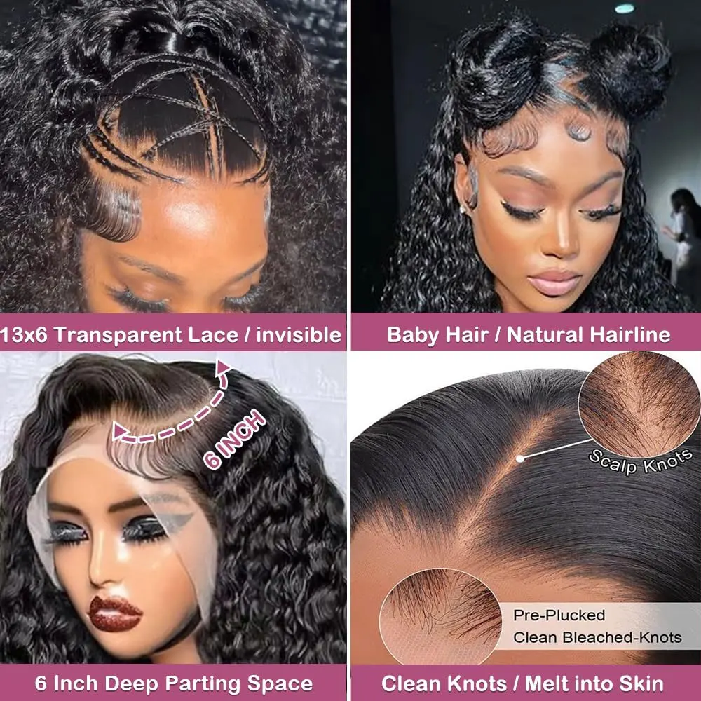 13x4 Jerry Curly Lace Front Wig 40 42 Inch Deep Kinky Curly Human Hair Wigs 13X6 HD Transparent Lace Frontal Wig For Women