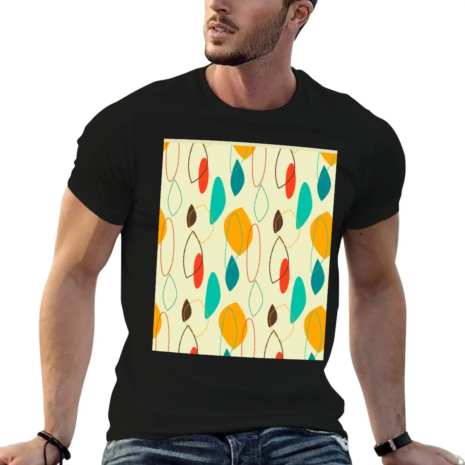 Vintage Pattern Elegant 1950s Rockabilly 50s Sock Hop Retro 60s Rock and Roll T-Shirt Tough Fabric Work Tee