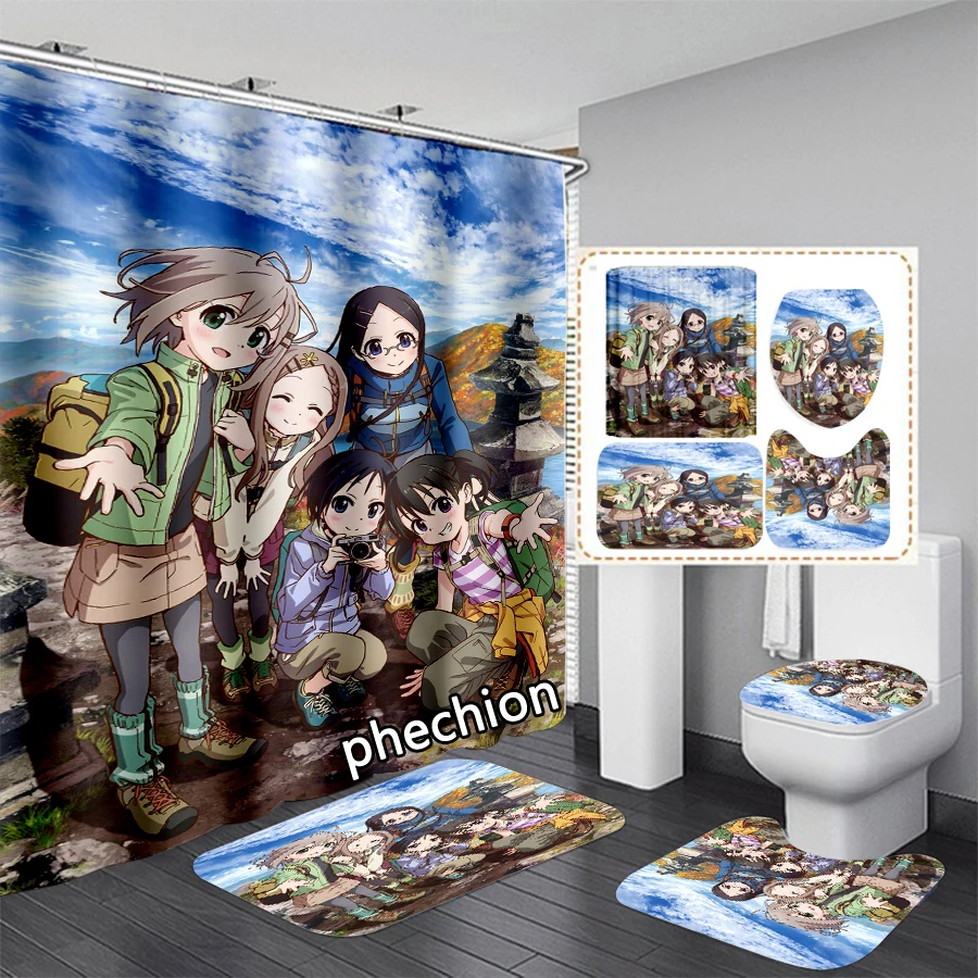 phechion New 3D Print Encouragement of Climb Shower Curtain Waterproof Bathroom Curtain Anti-slip Bath Mat Set Toilet Rugs VR257