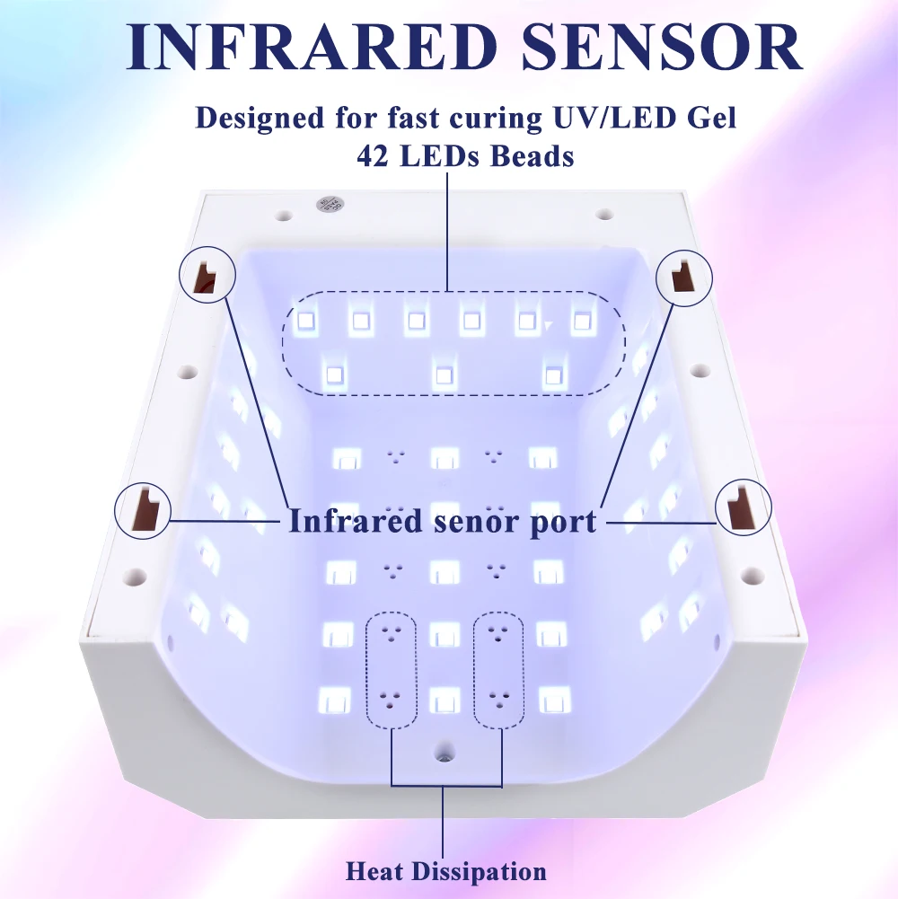 Rechargeable UV LED Nail Lamp 42 LED Gel Polish Nail Dryer with PU Hand Pillow Nail Art Manicure Tools For Home And Salon