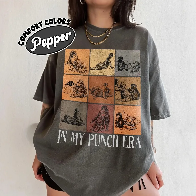 Autumn New Base Shirt Unisex T-shirt, Hugging Monkey Graphic Tee, Team Punch Shirts, Animal Lover Gift