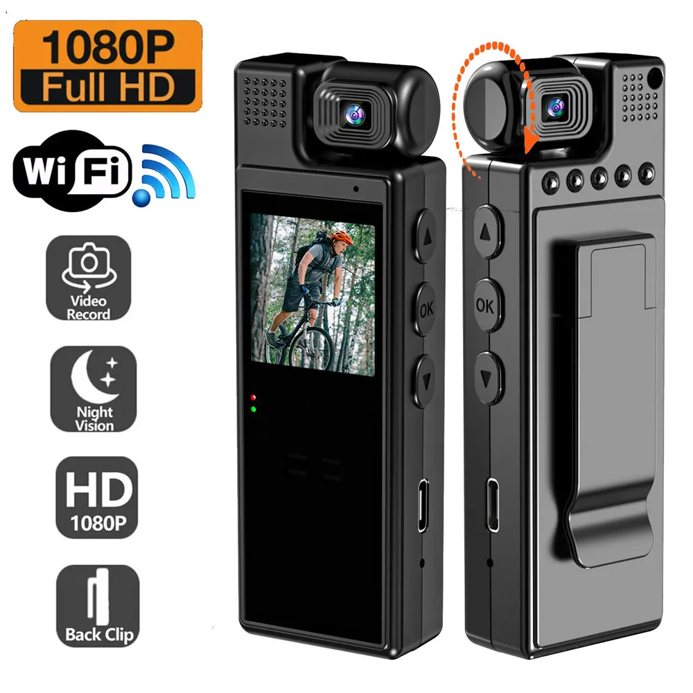 Wifi Mini Camera Full HD 180 Rotate Sports Camera Bodycam Digital Video Recorder BodyCam Infrared Night Vision Police Camcorder