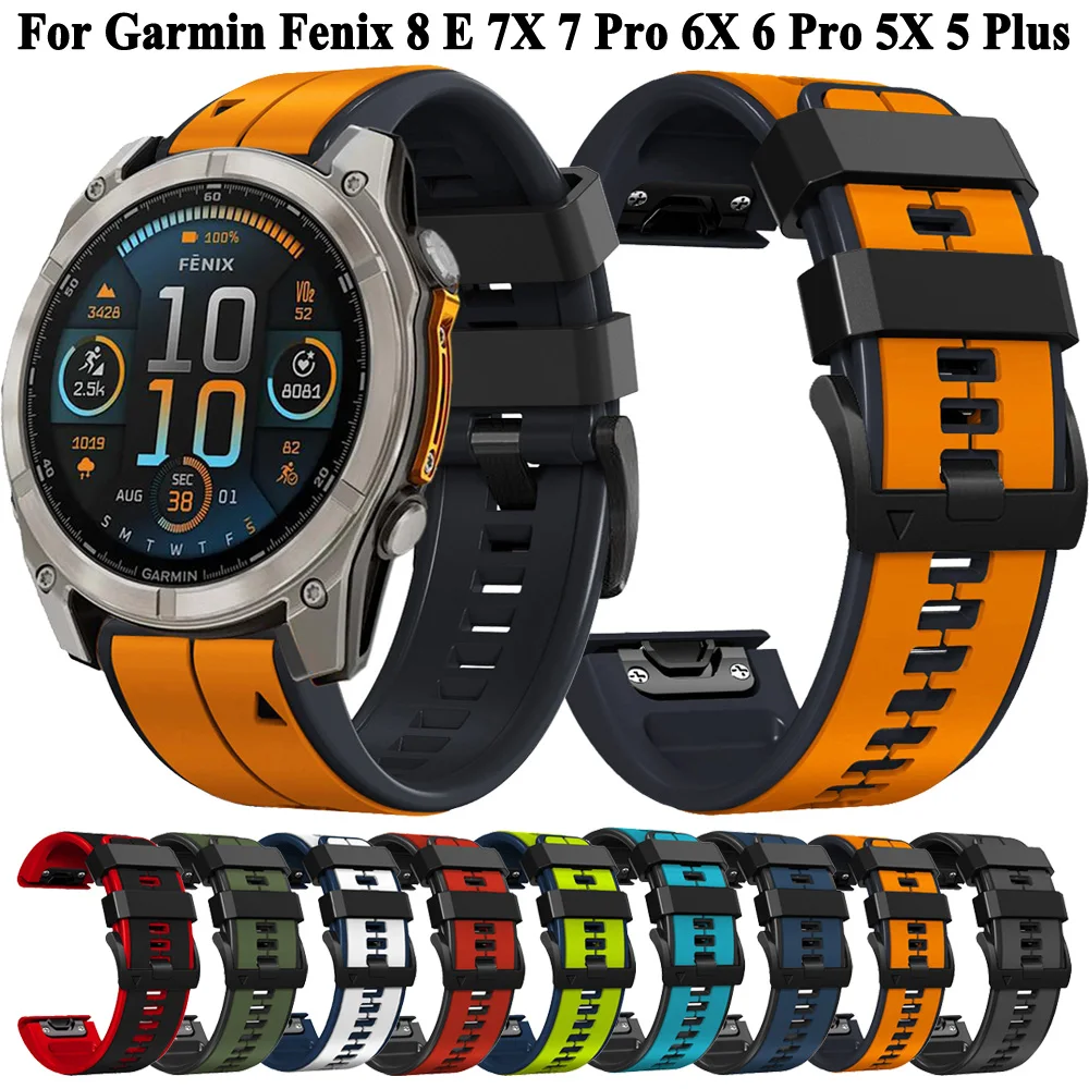 22 مللي متر 26 مللي متر حزام Quickfit مناسبة ل Garmin Fenix 8 E 7 7X 6 6X Pro 5 5X Plus حزام (استيك) ساعة Forerunner 955 965 Epix Pro 2 سوار