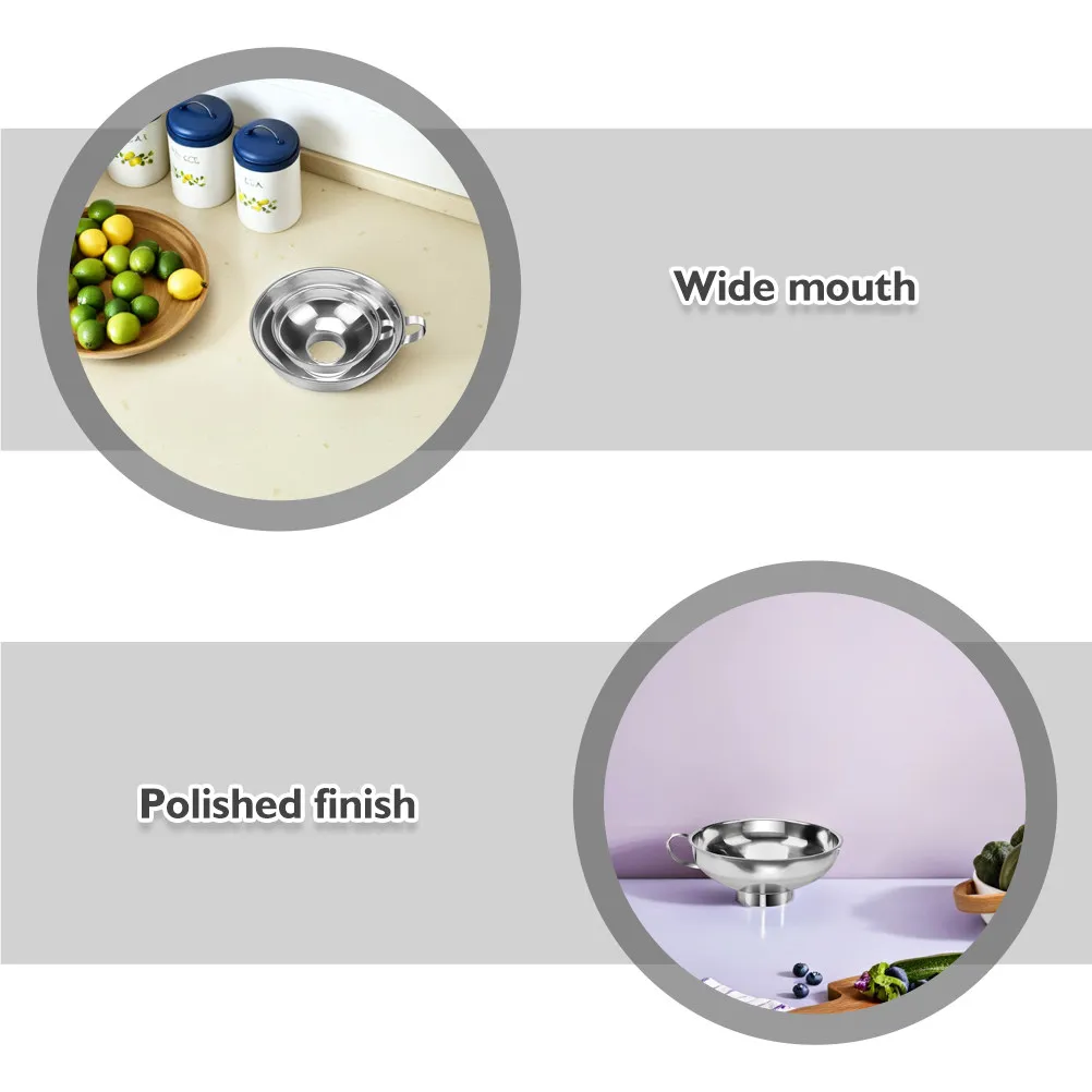 4Pcs Kitchen Funnel Stainless Steel Wide Mouth Canning Jar Funnel Filling Oil Jam Liquid Transfer Precise Flow