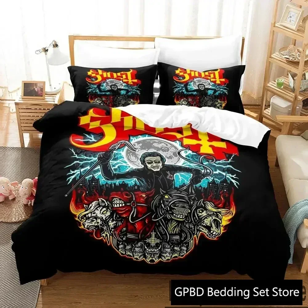 

3D Print Ghost Rock Band Swedish Comfortable Duvet Quilt Cover Pillowcase Bedding Set Children Bedroom Decoration Home Textile