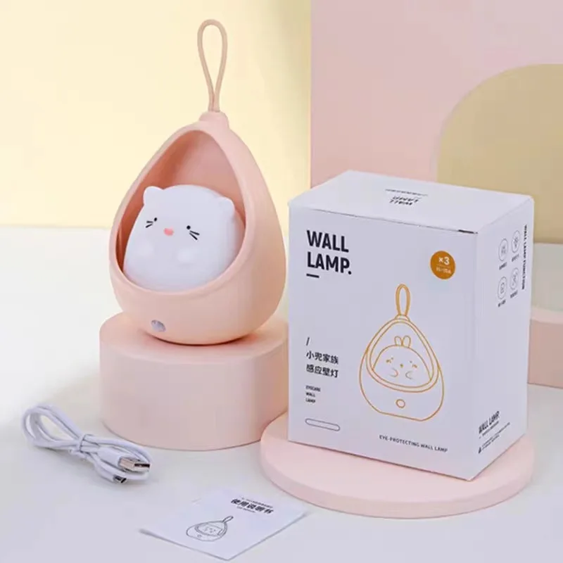 Lampe de Table LED Rechargeable en Silicone pour Enfant, Luminaire Mural avec Capteur de Contrôle, Animal Mignon