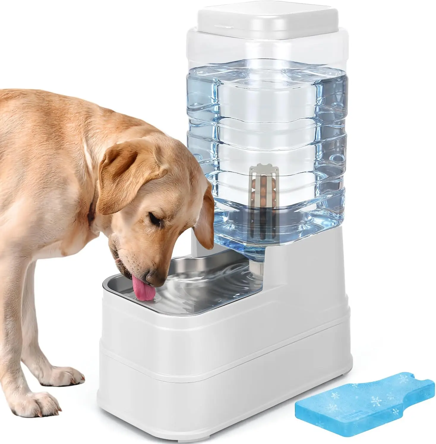 

Автоматический дозатор воды для домашних животных объемом 2,2 галлона с чашей из нержавеющей стали, фильтром и охлаждающим элементом для собак и кошек