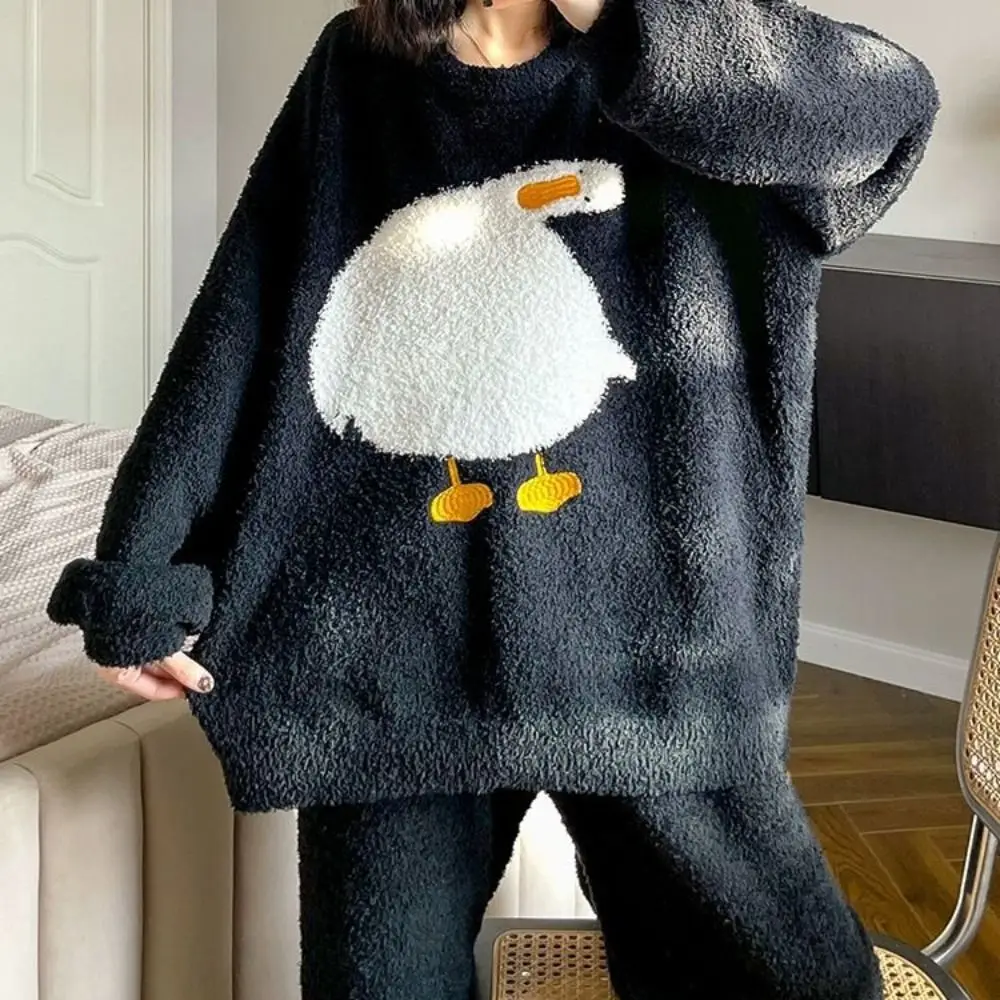 conjunto-de-pijama-de-forro-polar-con-diseno-de-caballo-manga-larga-estilo-kawaii-con-dibujos-animados-de-pato-y-conejo-ropa-de-dormir-para-nina