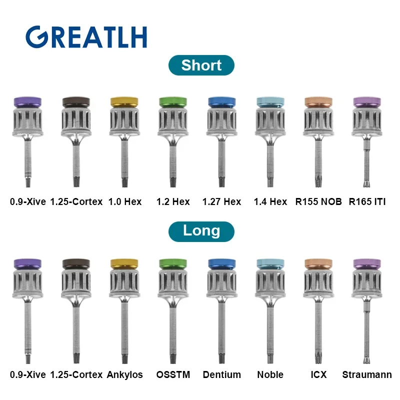 Универсальный динамометрический ключ для имплантации зубов, отвертка, гаечный ключ, красочный металлический комплект, стоматологический инструмент