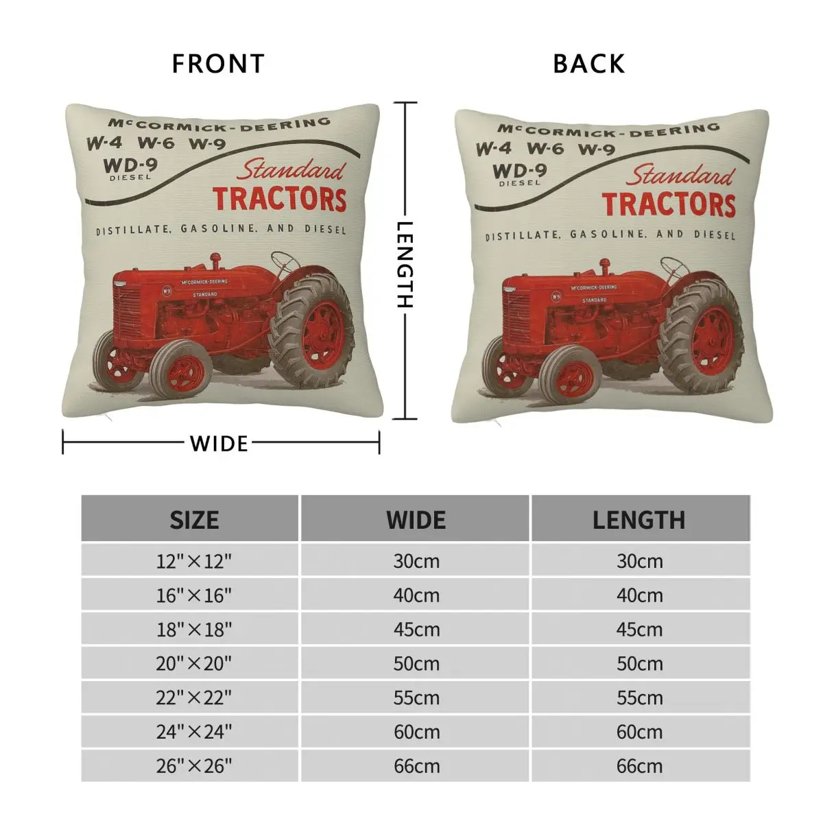 Vintage Mccormick-Deering Tractors Square Pillowcase Polyester Linen Velvet Pattern Decor Pillow Case Home Cushion Cover 45x45