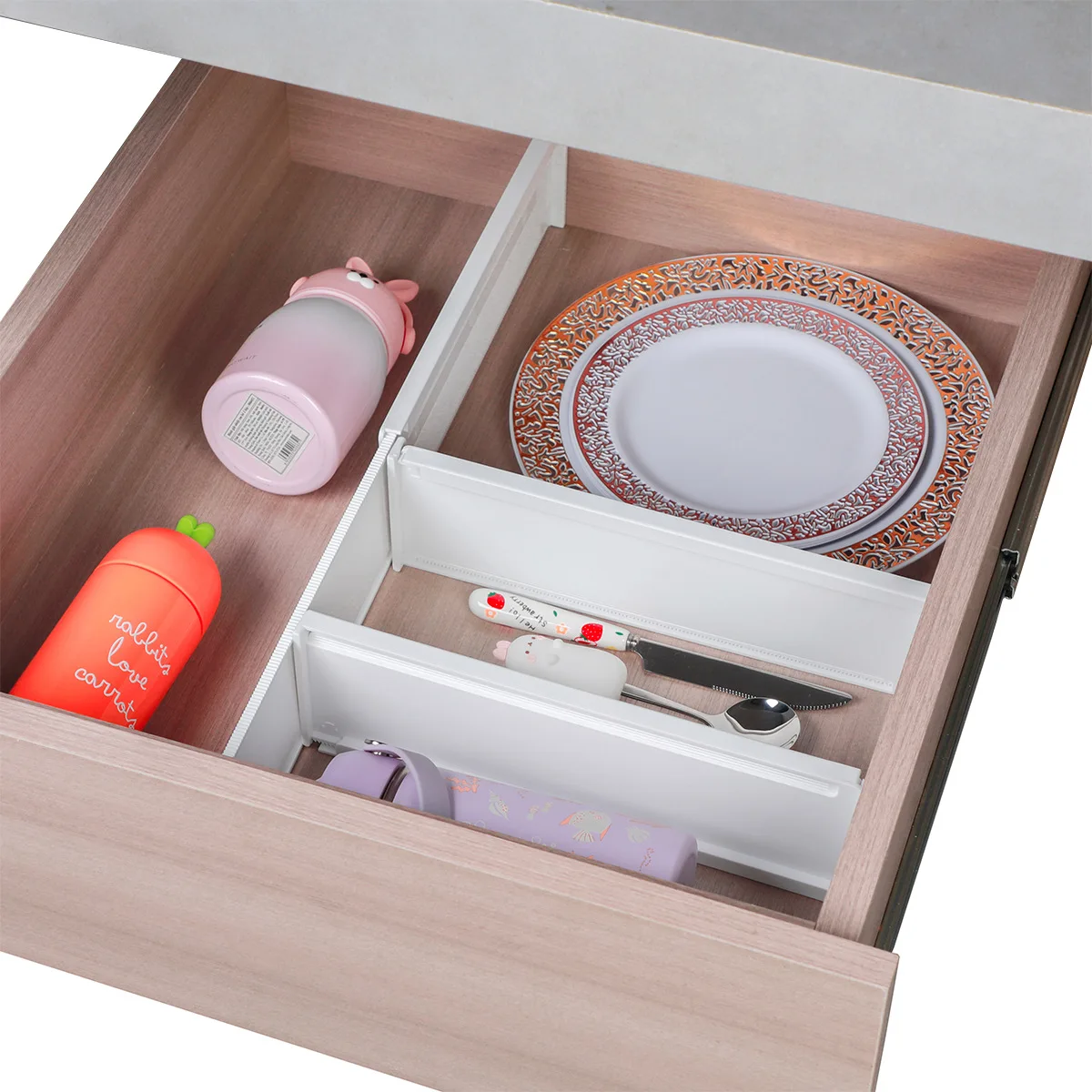 White Plastic Drawer Divider Set Six Or Eight Piece Free Combination Organizers Underwear Socks Clothing Cosmetics Kitchen Desk