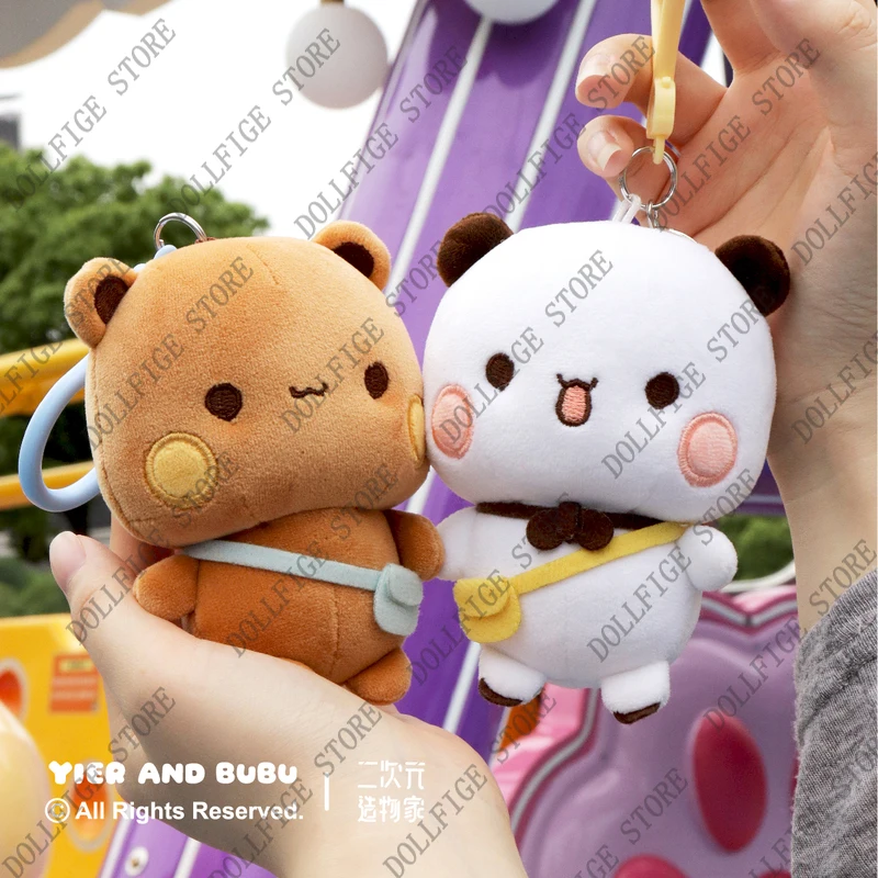 Preventa Original Panda Bubu y Yier colgante muñecas dibujos animados Panda oso muñeca llavero mochila colgante lindo colgante pareja regalos