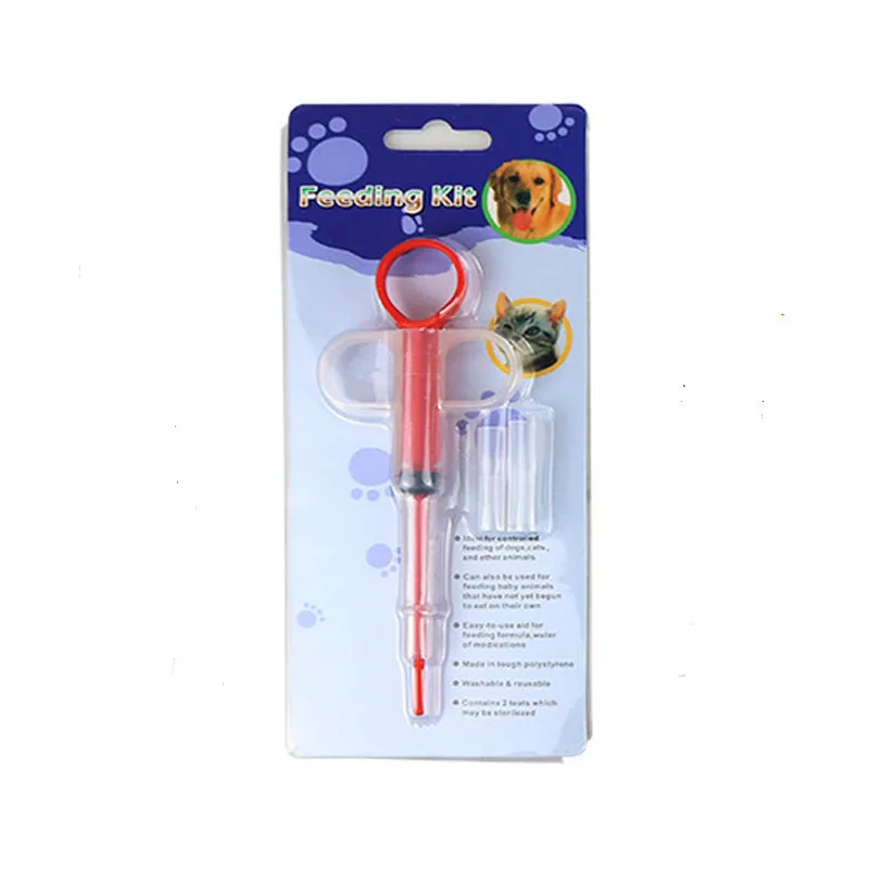 2 Heads Pet Syringe Tablet Pill Gun Piller Push Dispenser Medicine Water Milk Syringe Dog Cat Tube Feeder  Dog Cat Accessories