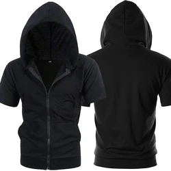 Casual Funny Hoodie Cosplay Sweatshirt Fashion Short Sleeve Zipper Mens Hoodies Jackets Summer Sport