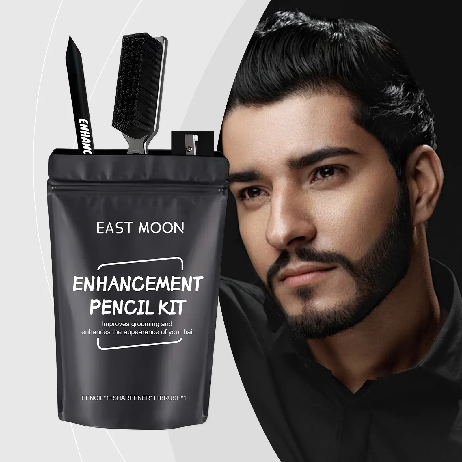 

3Pcs/Set Beard Filler Kit Barber Styling Pencil Beard Enhancer Brush Waterproof Black Hair Pencil Hairline Finisher Barber Set