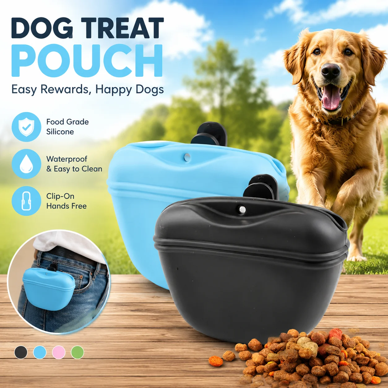 Food Storage Silicone Bags - Silicone Dog Treat Pouch Magnetic Closure