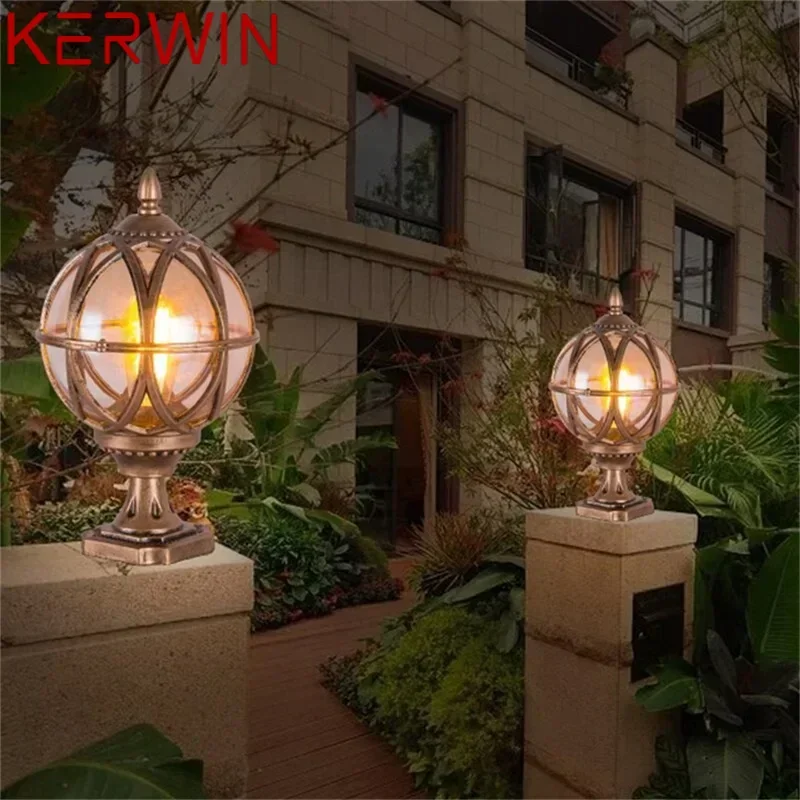 KERWIN Outdoor Post light Patio Modern LED Round Waterproof Pillar Lighting For Porch Balcony Courtyard Villa