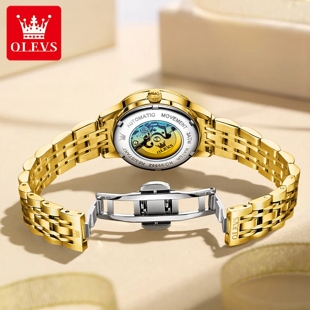 OLEVS 9956 Fashion Elegant Ladies' Automatic Mechanical Watches Date Simple Waterproof Stainless Steel Original Brand Lady Watch