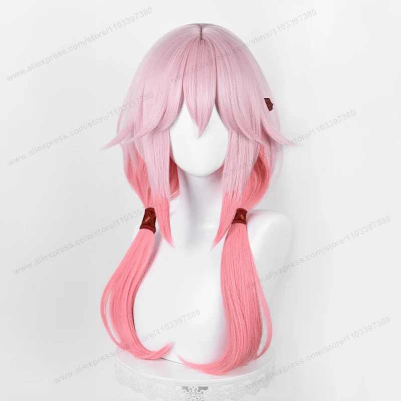 Yuzuriha Inori Cosplay Wig 60cm Long Gradient Pink Women Hair Anime Heat Resistant Synthetic Wigs