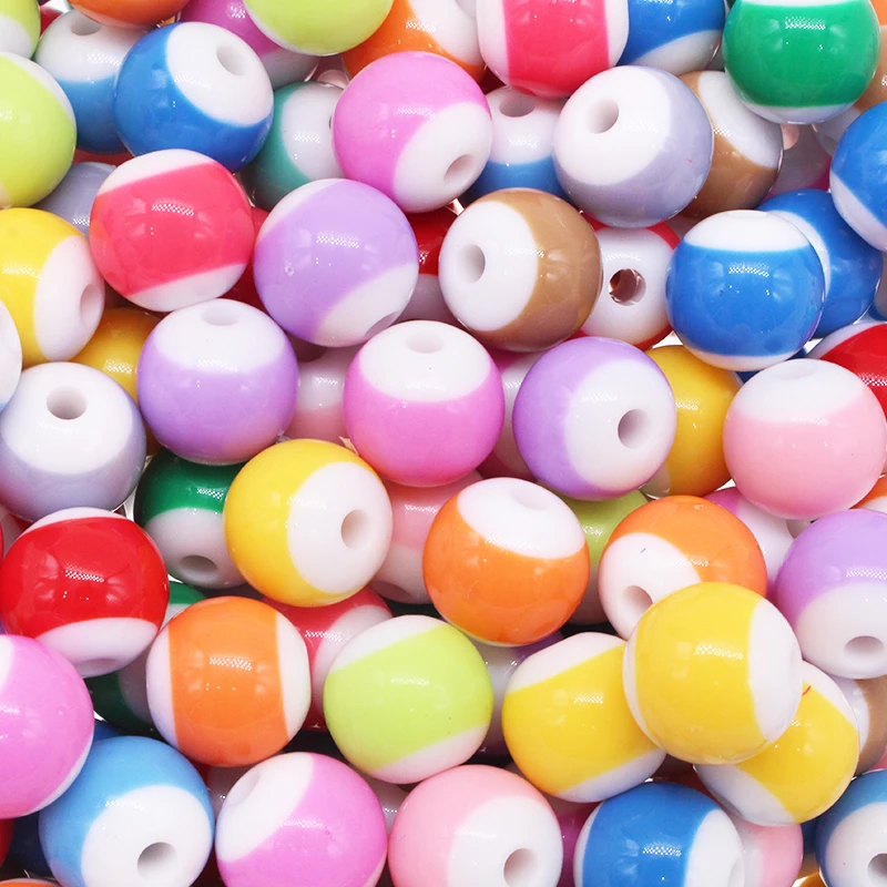 

10/Bag Acrylic Color Stripe Two Color Mill Hole Round Bead Beaded DIY Bracelet Pendant Ornaments Accessories Handmade