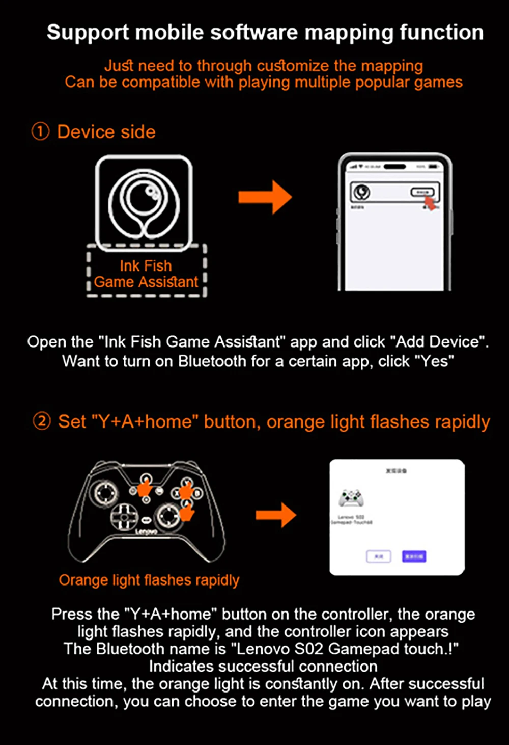 Lenovo S02 Kabelloser Bluetooth-Gaming-Controller, Dual Hall Trigger Wireless Gamepad, für Switch, PC, Android, IOS, TV – Detail 11