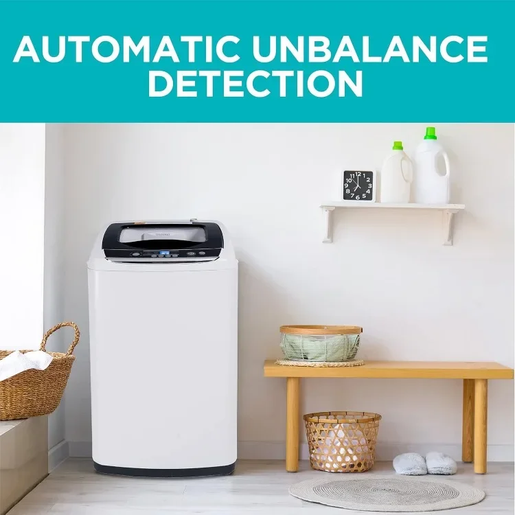 Small Portable Washer, Washing Machine for Household Use, Portable Washer 0.9 Cu. Ft. with 5 Cycles, Transparent Lid & LED