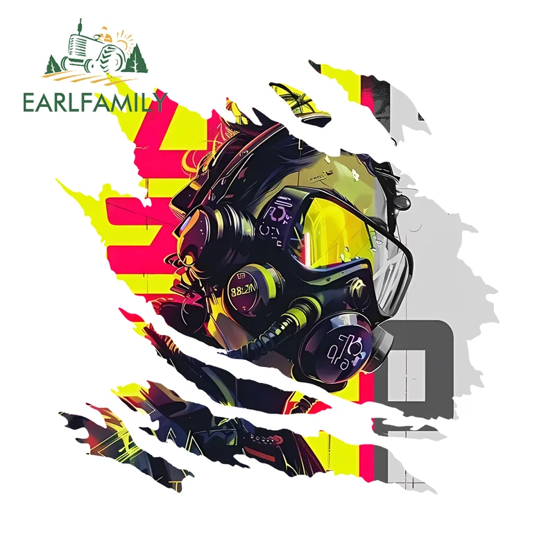 EARLFAMILY Cool Eye-catching Mask Man Car Stickers Techno-future Style Tear Decals Waterproof Scratch-Proof Car Door Protector