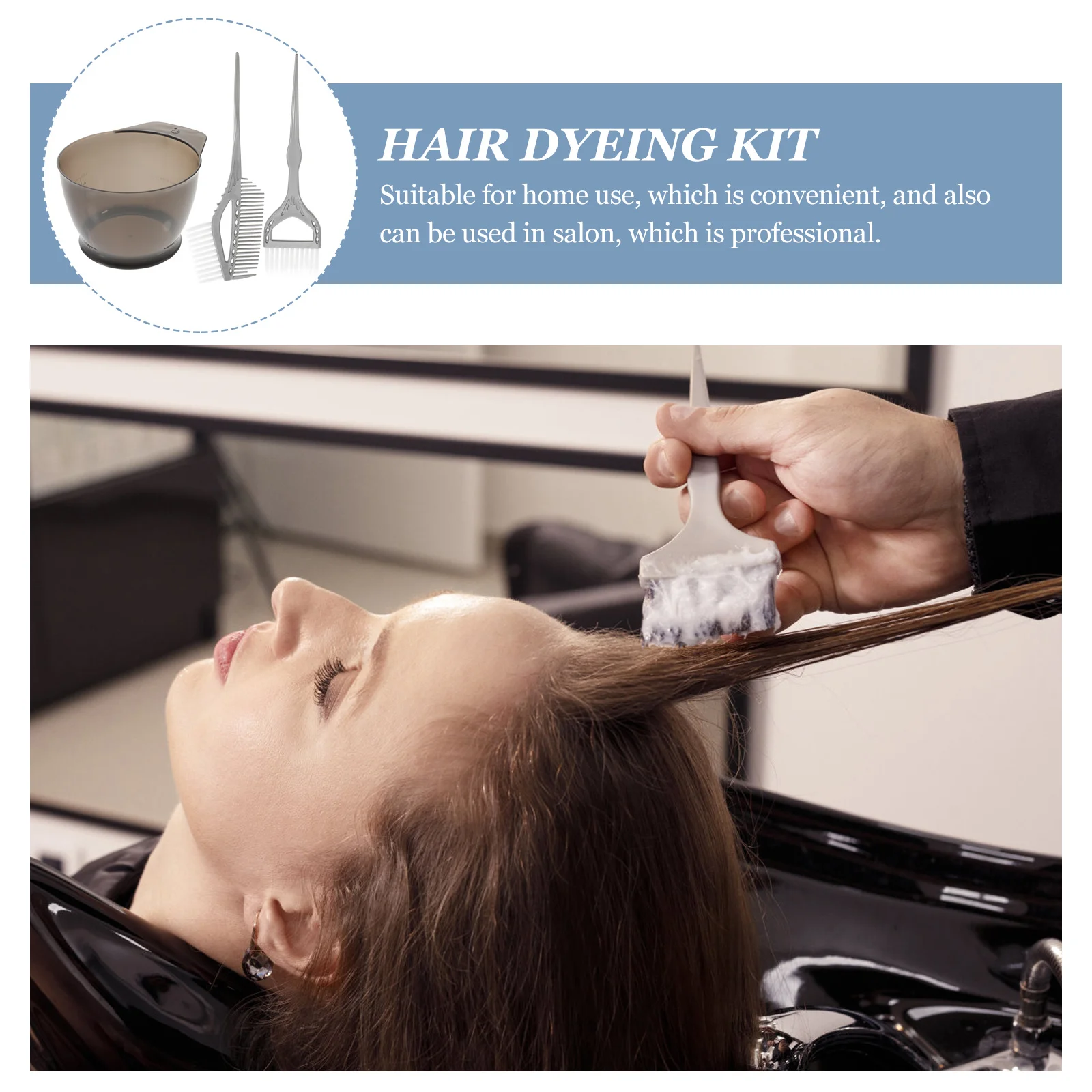 3Pcs Hair Dyeing Supplies Set Hair Coloring Bowl Brush Comb Flexible Bristles Smooth Application Home Salon Kit - Image 3