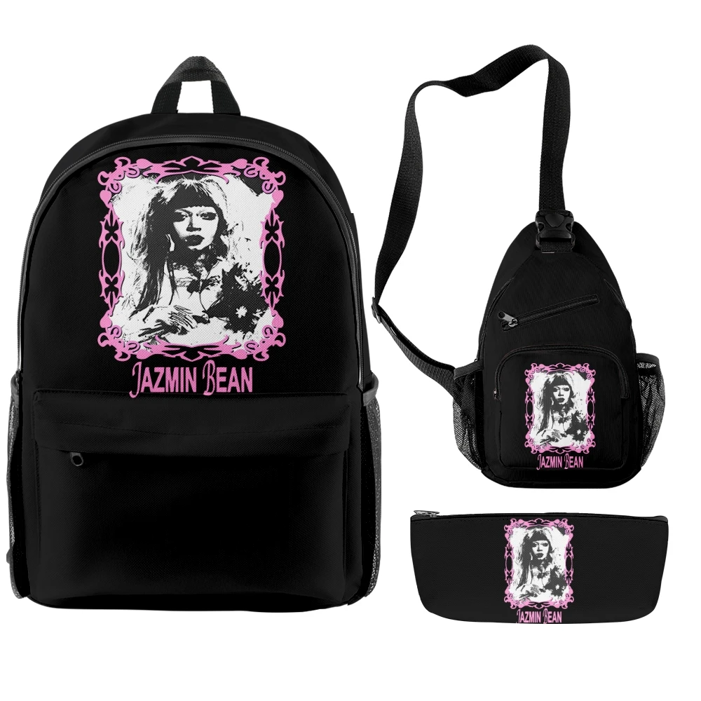 Jazmin Bean Graphic Backpack Three Piece Set Women Men Shoulders Bag Fashion Streetwear Travel Bags