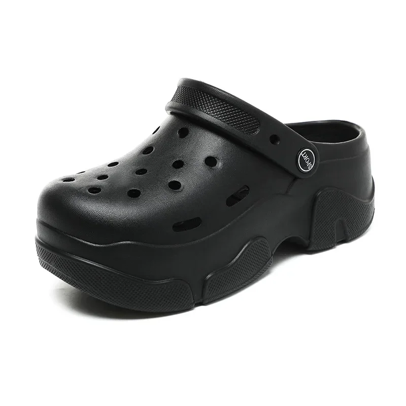 Verano al aire libre mujer tacón grueso tacón alto hogar Oficina playa EVA Slip-On sandalias sensación cómoda zapatos calados