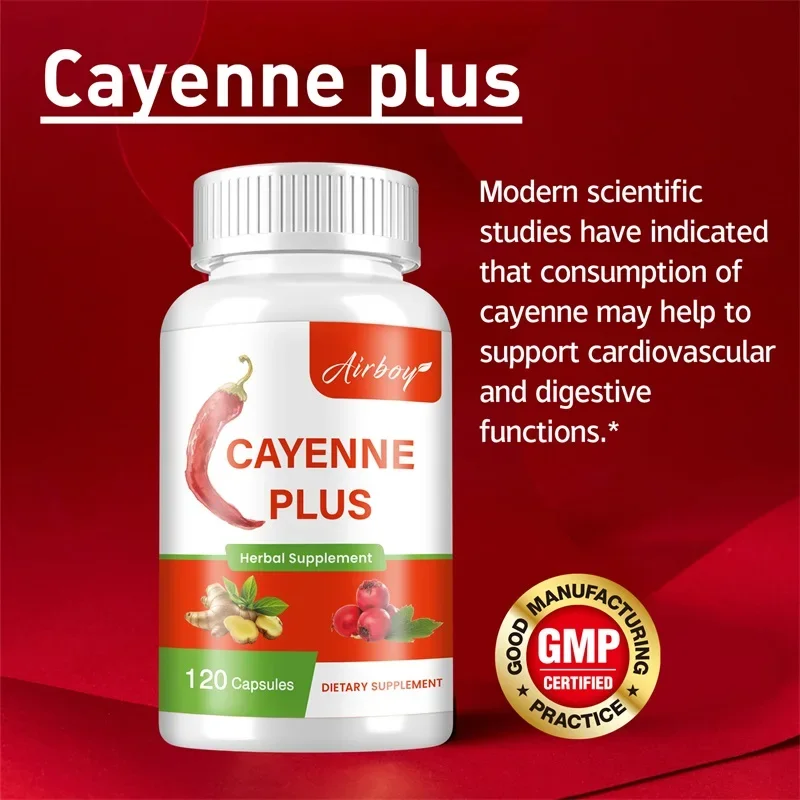 Cayenne Capsules - with Hawthorn Berry, Ginger - Supports Cardiovascular Health and Promotes Blood Circulation