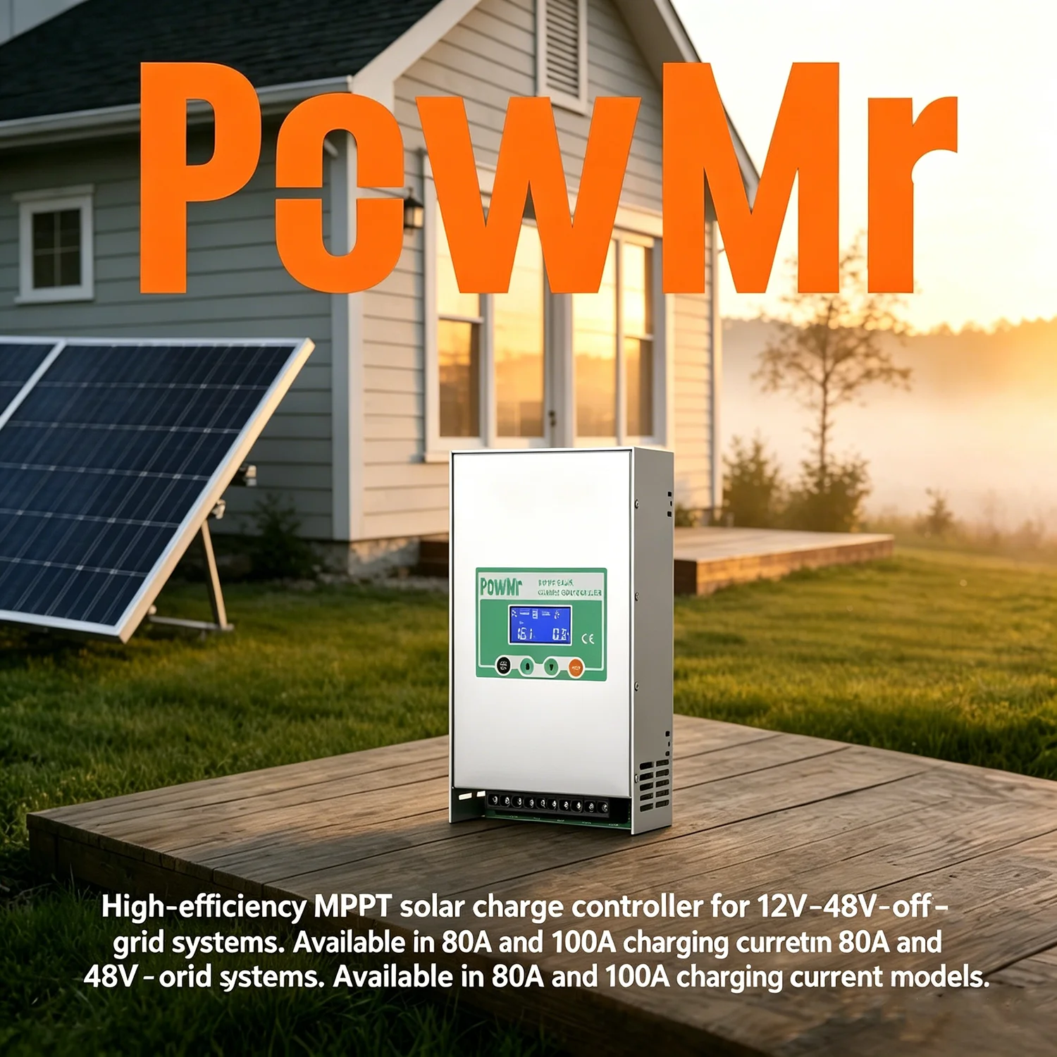 PowMr MPPT 80A/100A Solar Charge Controller Max PV 160V Auto 12V 24V 36V 48V for Lead Acid Lithium Battery Regulator Solar Home