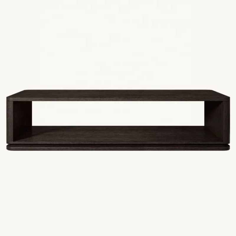 ！@Custom American Modern Luxury Wooden Black Round Coffee Table Family Villa Club Storage Living Room Furniture