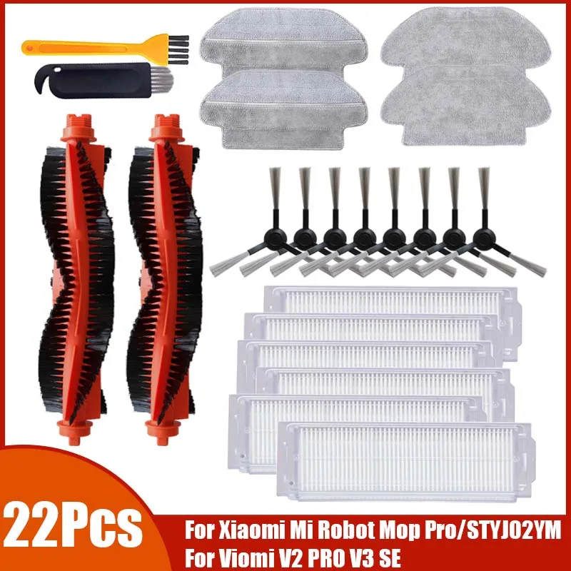 Hepa فلتر الأسطوانة فرشاة الجانب فرشاة ممسحة خرقة ل شاومي Mijia ممسحة P STYJ02YM ل Conga 3490 ل Viomi V2 برو V3 فراغ قطع الغيار