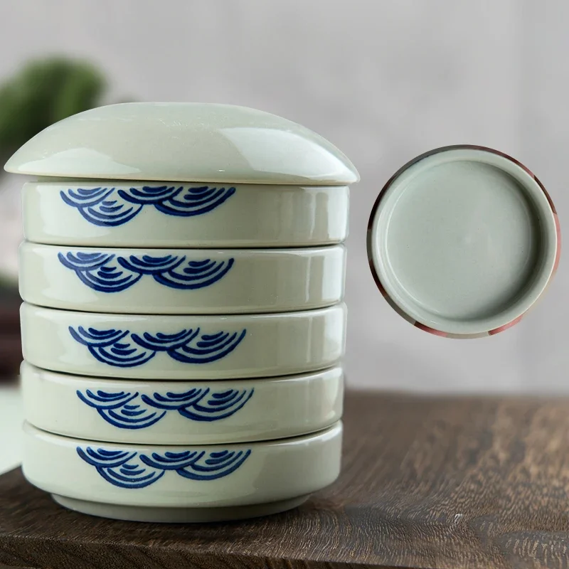 Ceramic 5 Layer Watercolor Saucer Color Palette Set Dish Empty Saucer Chinese Painting Classical Traditional Gouache