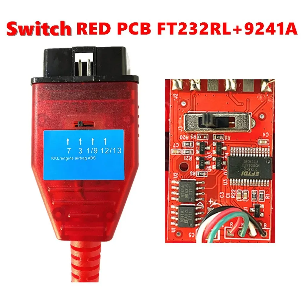 VAG 409.1 Red Board KKL 409 FTDI FT232RL Real 9241A OBD Automotive Diagnostic Cable