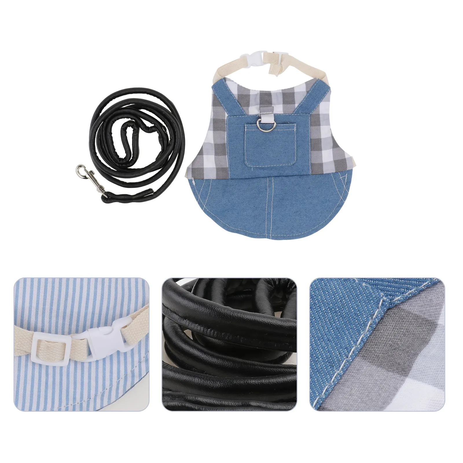 

Rabbit Clothes Breathable Comfortable Durable Plaid Supplies Traction Rope Costume Pet Rabbit Small Pets Safe Practical Year