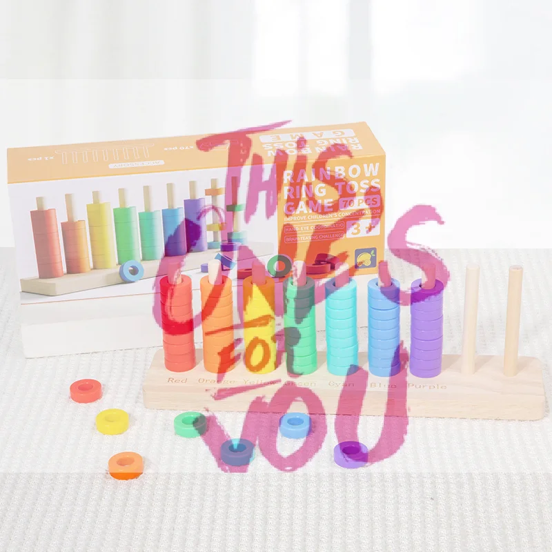 【BS】Giocattoli impilabili per ordinamento di colori in legno, giocattoli Montessori Gioco di anelli arcobaleno, giocattoli per smistamento e impilabili in legno per i più piccoli