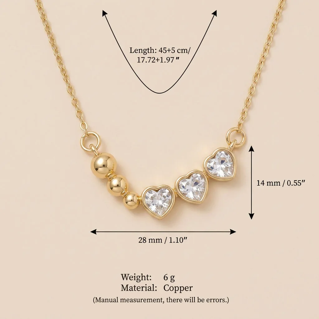 Vergoldete Kupfer-Anhänger-Halskette, Verstellbare Perlen-Liebeskette für Damen, Eleganter Alltags- und Hochzeitsschmuck als Geschenk – Detail 6