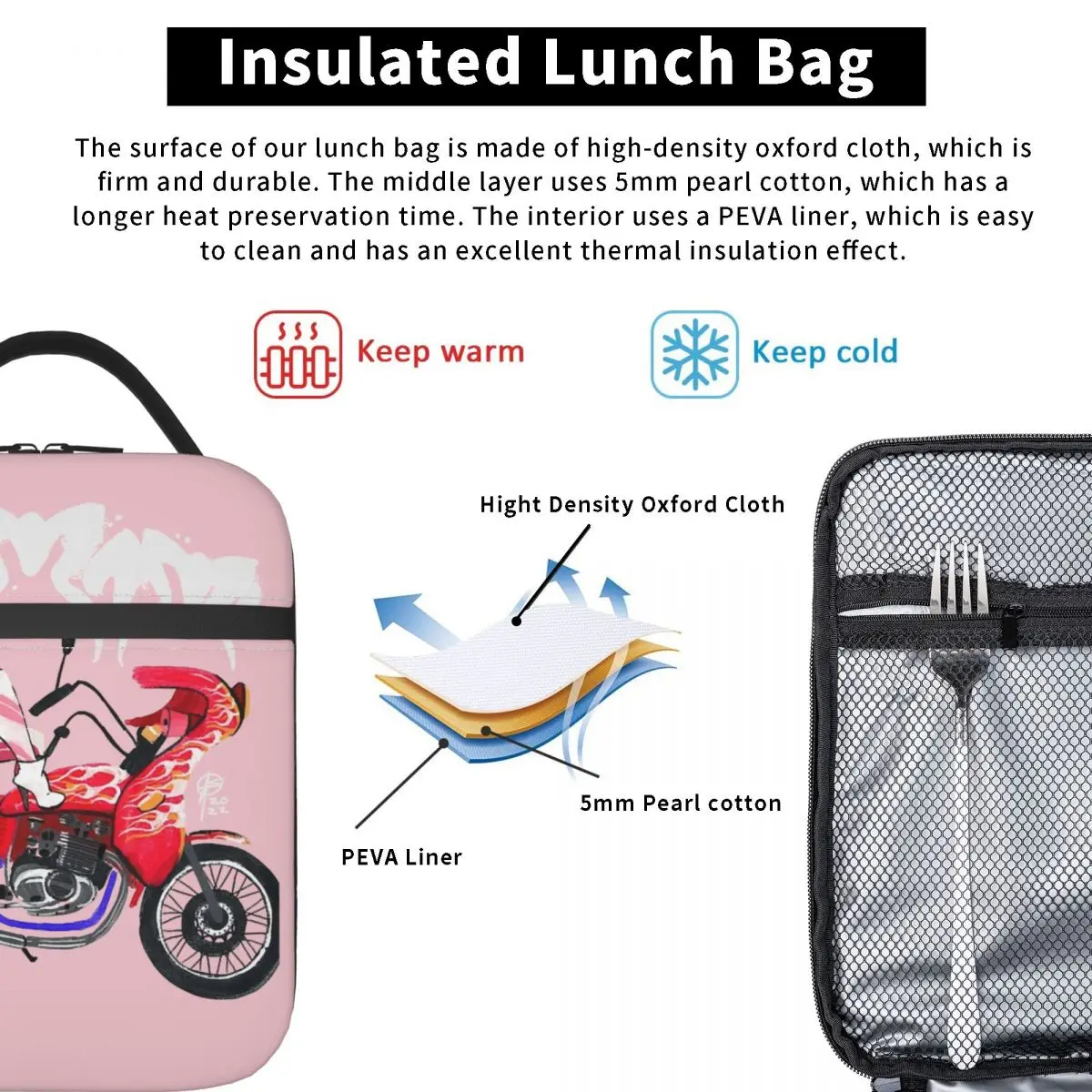 Saoko Rosalia Thermal Insulated Lunch Bag for Picnic Portable Food Container Bags Cooler Thermal Food Box