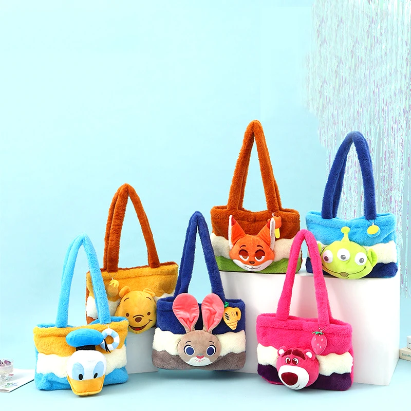 

Disney Winnie the Pooh Plush Shoulder Bag Large Capacity Cartoon Kawaii Handbag Donald Duck Clever Bag Genuine