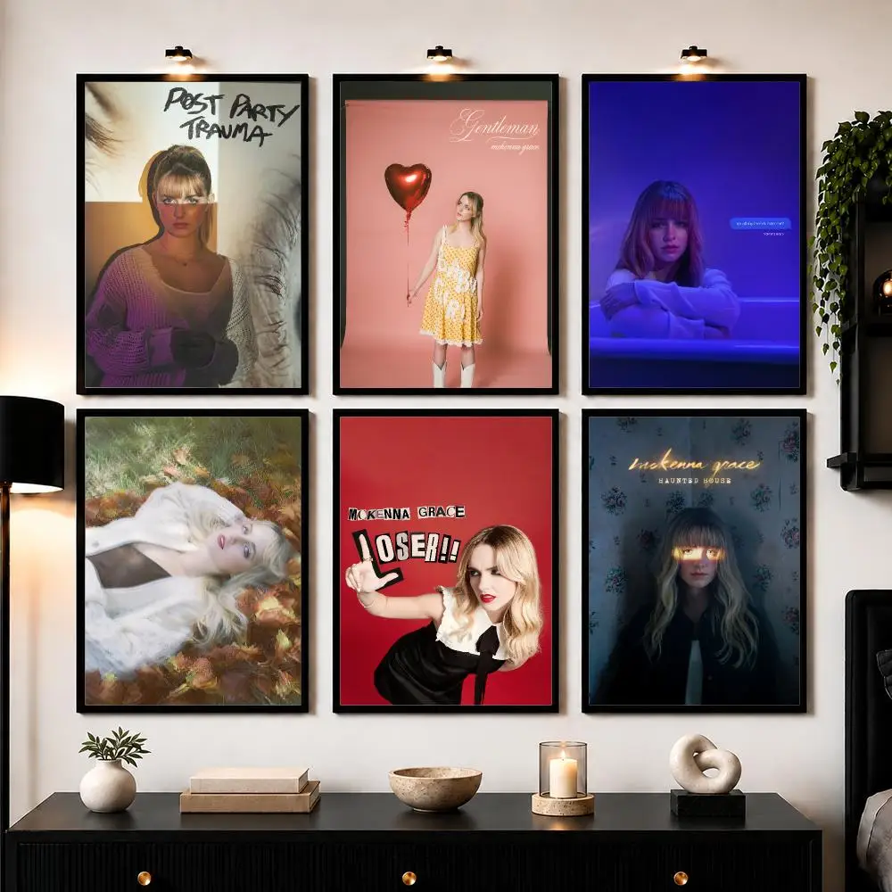 M-Mckenna Grace Poster Wall Art Sticker For Living Room Bedroom Bar Home Decor Mural Painting Decoration