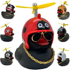 Car Duck With Helmet Broken Wind Pendant Car Interior Dashboard Decorations Duck Road Bike Motor Helmet Riding