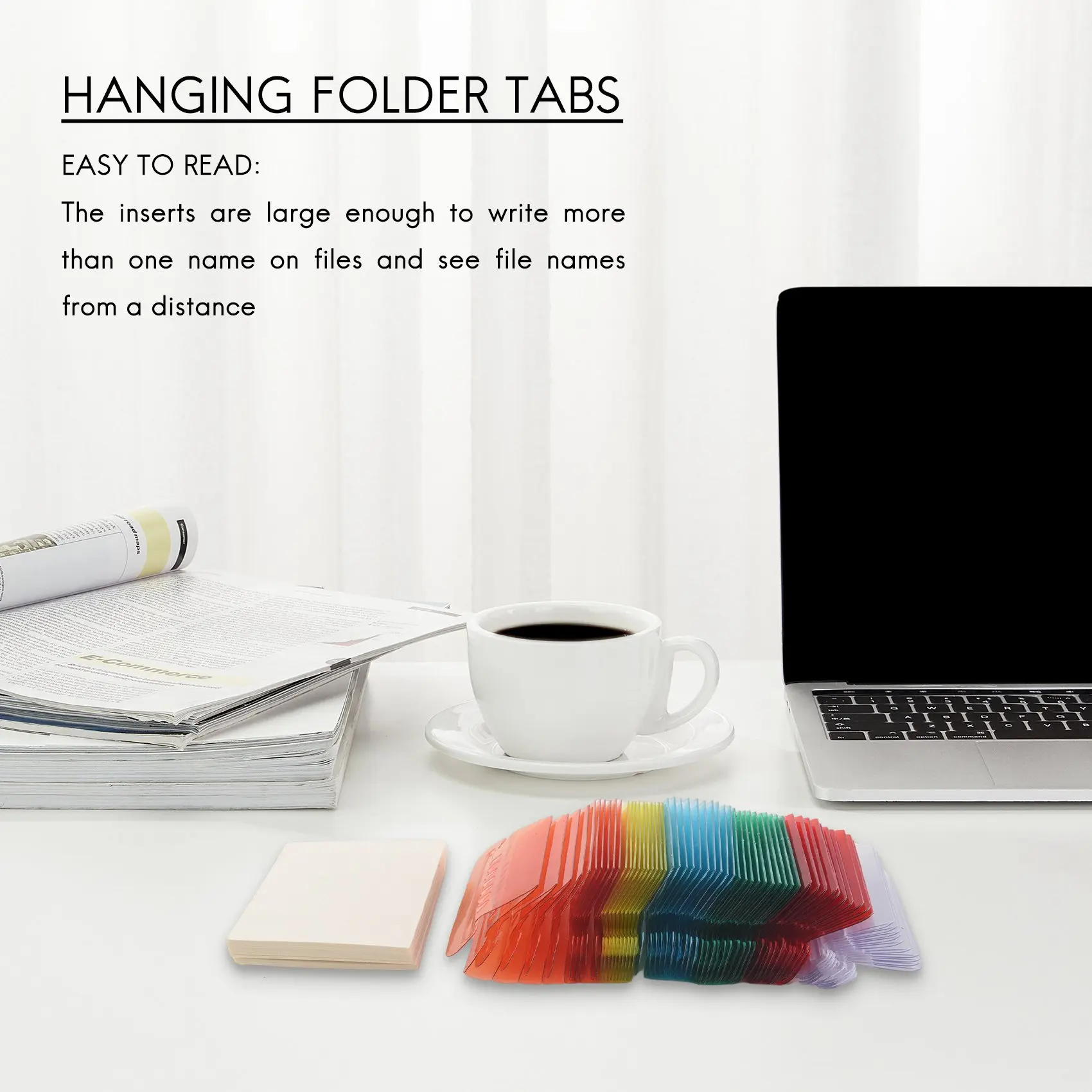 60 Pcs 2 Inch Hanging Folder Tabs and 120 Grids Inserts for Quick Identification of Hanging Files Hanging File Inserts