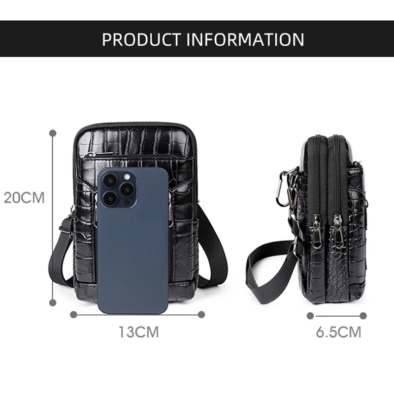 الرجال أنيق التمساح طباعة Crossbody حقيبة كتف محفظة حمل حقيبة الخصر الجلدية يرتدي حزام الرياضة في الهواء الطلق حقيبة سفر الأعمال