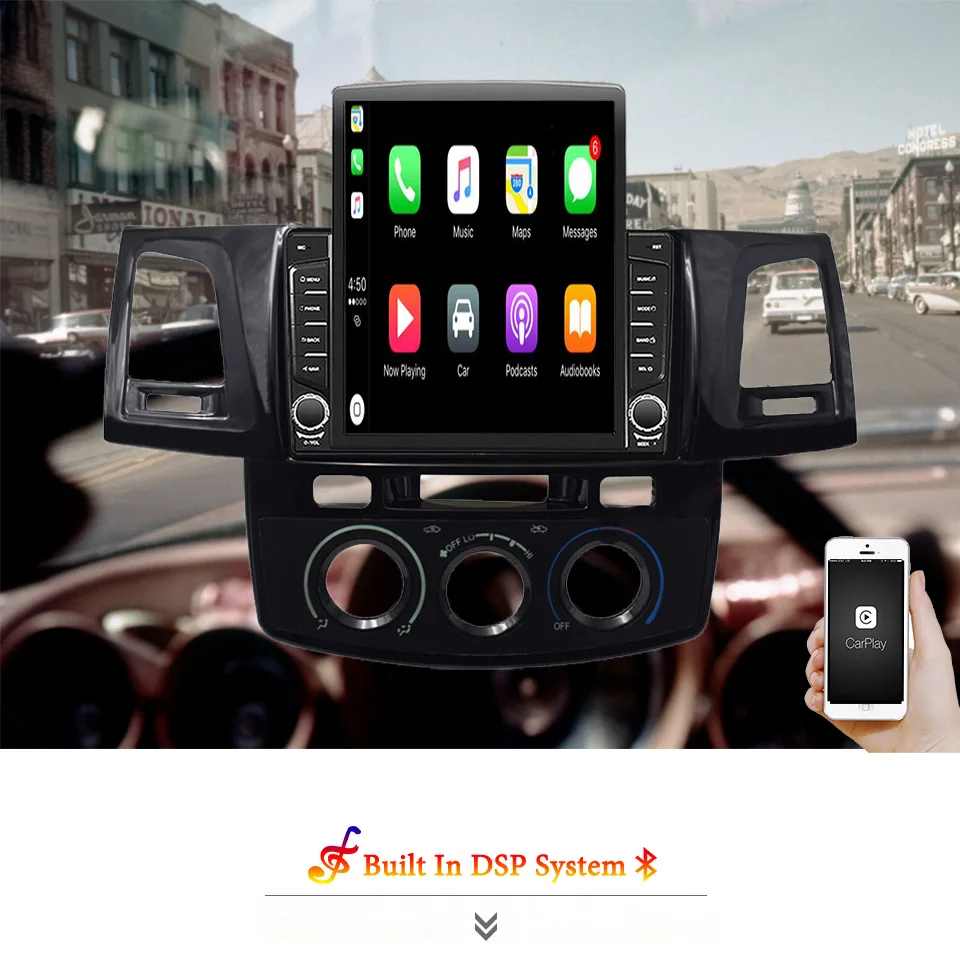 8G+128G Android 14 For Toyota Fortuner Hilux 2005-2014 Car Radio Audio Multimedia Stereo PC Tablet GPS Monitor DVD Carplay Auto